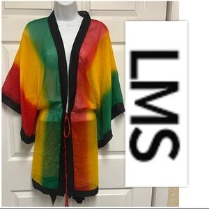 LMS JAMAICA RASTA COLOR KIMONO BEACH COVERUP